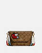 COACH®,COACH X PEANUTS KARLEE CROSSBODY IN SIGNATURE CANVAS WITH SNOOPY,n/a,Small,Gold/Khaki Chalk Multi,Front View