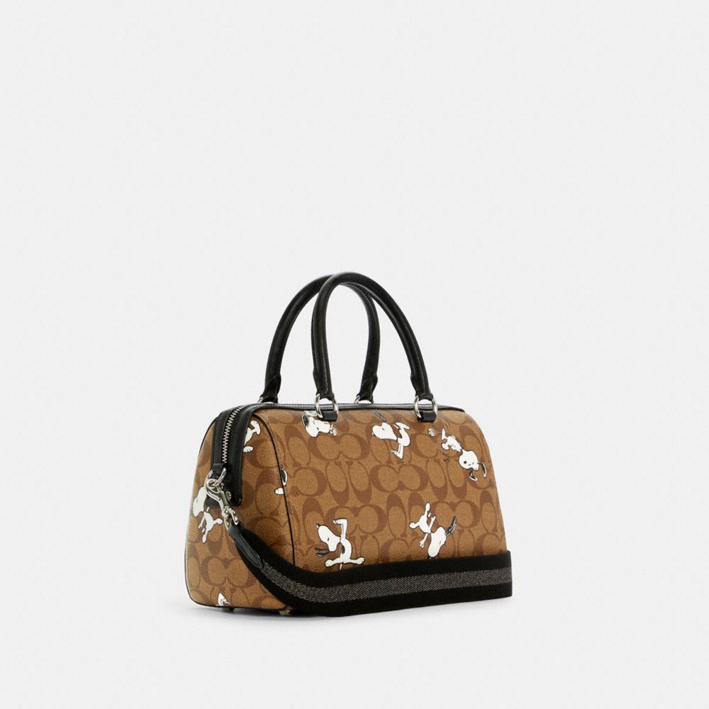 Coach X Peanuts Rowan Satchel En Toile Signature Avec Imprimé Snoopy