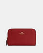 COACH®,MEDIUM ID ZIP WALLET,Pebbled Leather,Mini,Gold/1941 Red,Front View