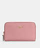 COACH®,MEDIUM ID ZIP WALLET,Pebbled Leather,Gold/True Pink,Front View