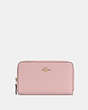 COACH®,MEDIUM ID ZIP WALLET,Pebbled Leather,Mini,Gold/Powder Pink,Front View