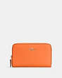 COACH®,MEDIUM ID ZIP WALLET,Pebbled Leather,Mini,Gold/Candied Orange,Front View