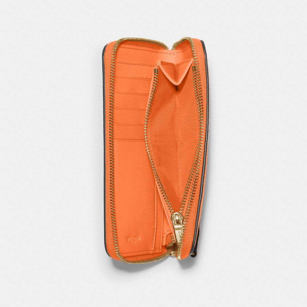COACH®,MEDIUM ID ZIP WALLET,Pebbled Leather,Mini,Gold/Candied Orange,Interior View