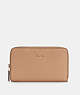COACH®,MEDIUM ID ZIP WALLET,Pebbled Leather,Gold/Taupe,Front View