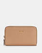 COACH®,MEDIUM ID ZIP WALLET,Pebbled Leather,Mini,Gold/Taupe,Front View