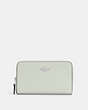 COACH®,MEDIUM ID ZIP WALLET,Pebbled Leather,Mini,Silver/Light Sage,Front View