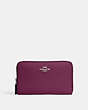 COACH®,MEDIUM ID ZIP WALLET,Pebbled Leather,Mini,Silver/Deep Berry,Front View
