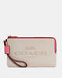 COACH®,DOUBLE ZIP WALLET IN COLORBLOCK,Gold/Natural/Mango Multi,Front View