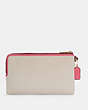 COACH®,DOUBLE ZIP WALLET IN COLORBLOCK,Gold/Natural/Mango Multi,Back View