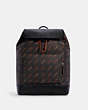 COACH®,TURNER BACKPACK WITH HORSE AND CARRIAGE DOT PRINT,Leather,X-Large,Gunmetal/Black/Saddle,Front View