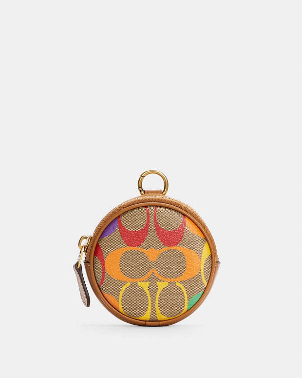 COACH® Outlet | Round Hybrid Pouch In Rainbow Signature Canvas
