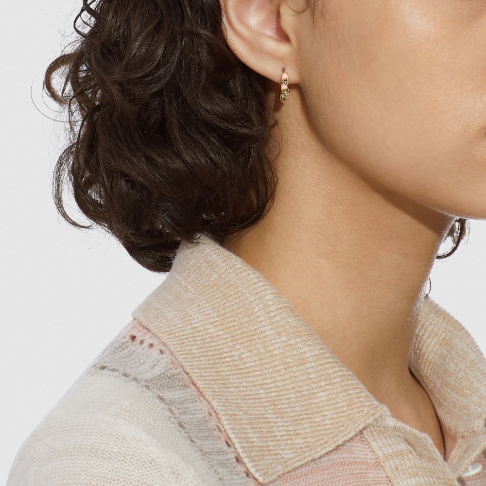 COACH®,Pink Tea Rose Huggie Earrings,,Detail View