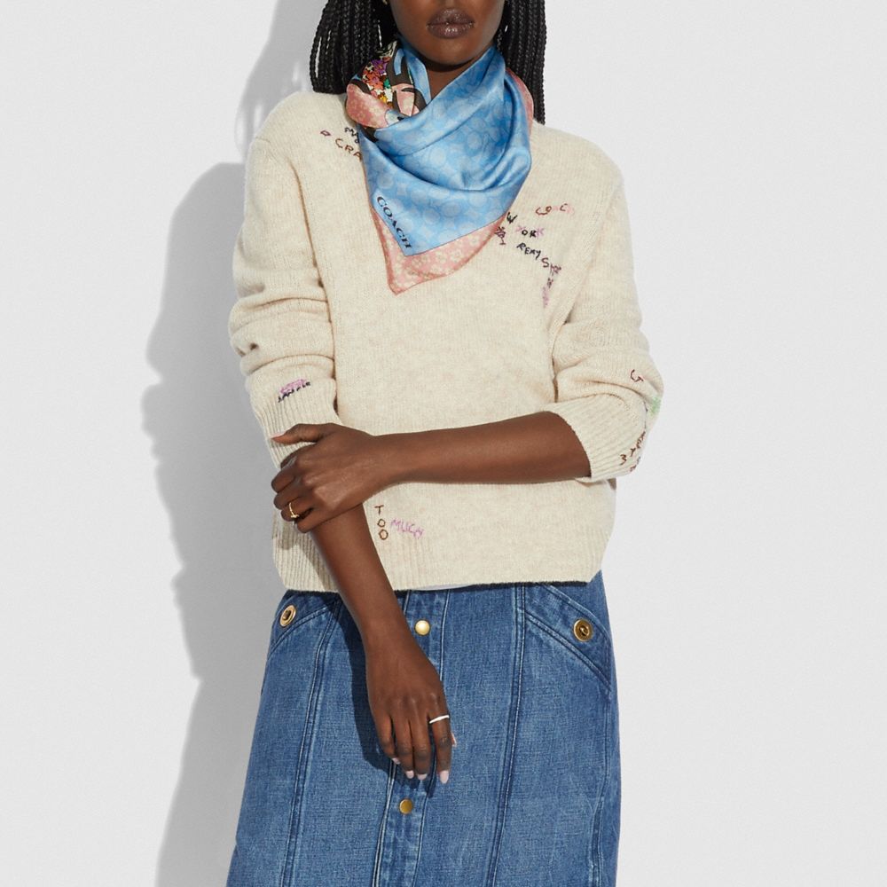 Écharpe carrée en soie avec imprimé patchwork Rexy