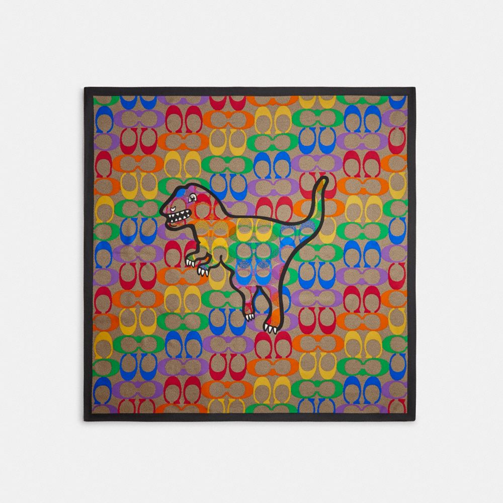 COACH®,RAINBOW COACH STAMP SILK SQUARE SCARF,Silk,Multi,Front View