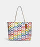 COACH®,CITY TOTE BAG IN RAINBOW SIGNATURE CANVAS,pvc,X-Large,Silver/Chalk Multi,Front View