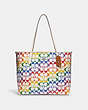 COACH®,CITY TOTE IN RAINBOW SIGNATURE CANVAS,pvc,X-Large,Silver/Chalk Multi,Front View