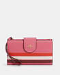 COACH®,PHONE WALLET IN COLORBLOCK WITH STRIPE,Gold/Confetti Pink Mango Multi,Front View