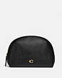 COACH®,JULIENNE COSMETIC CASE 22,Pebble Leather,Medium,Brass/Black,Front View