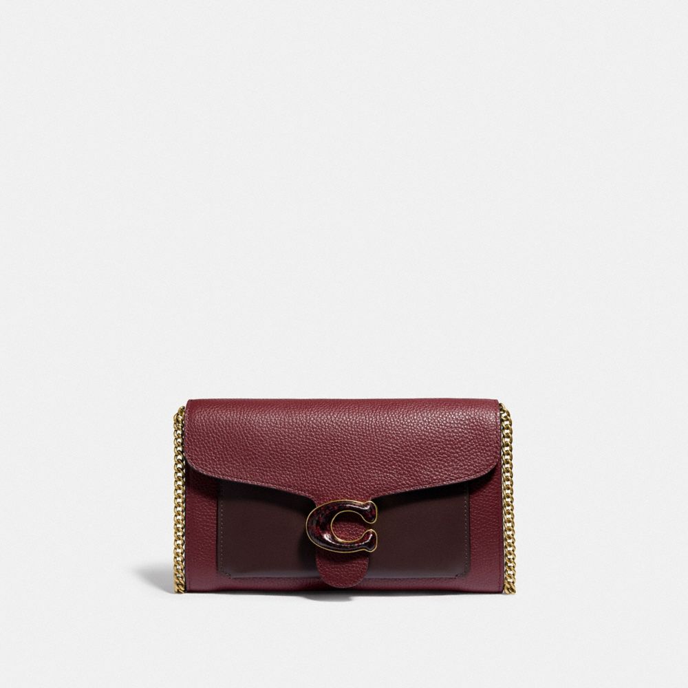 COACH Tabby Chain Clutch In Colorblock With Snakeskin Detail