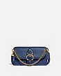COACH®,BEAT CROSSBODY CLUTCH,Smooth Leather/Pebble Leather,Mini,Brass/Deep Blue,Front View