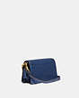 COACH®,BEAT CROSSBODY CLUTCH,Smooth Leather/Pebble Leather,Mini,Brass/Deep Blue,Angle View
