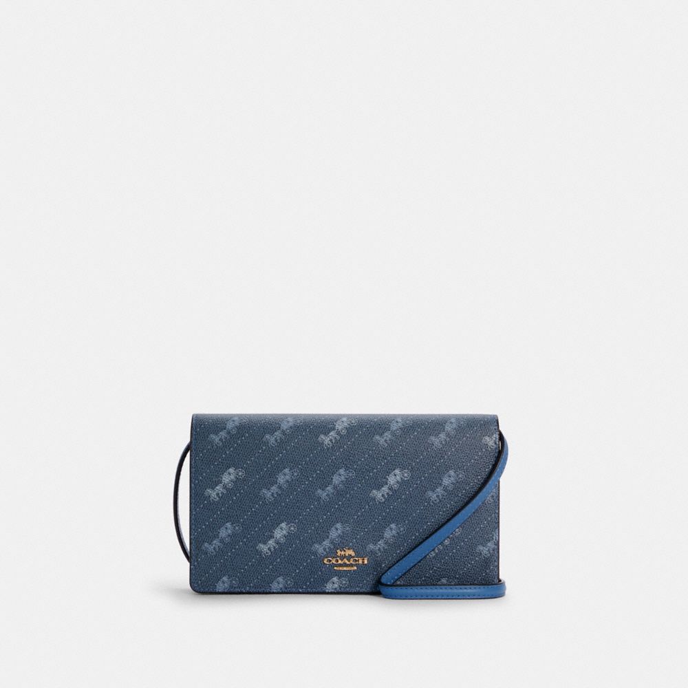 Anna Foldover Crossbody Clutch With Horse And Carriage Dot Print