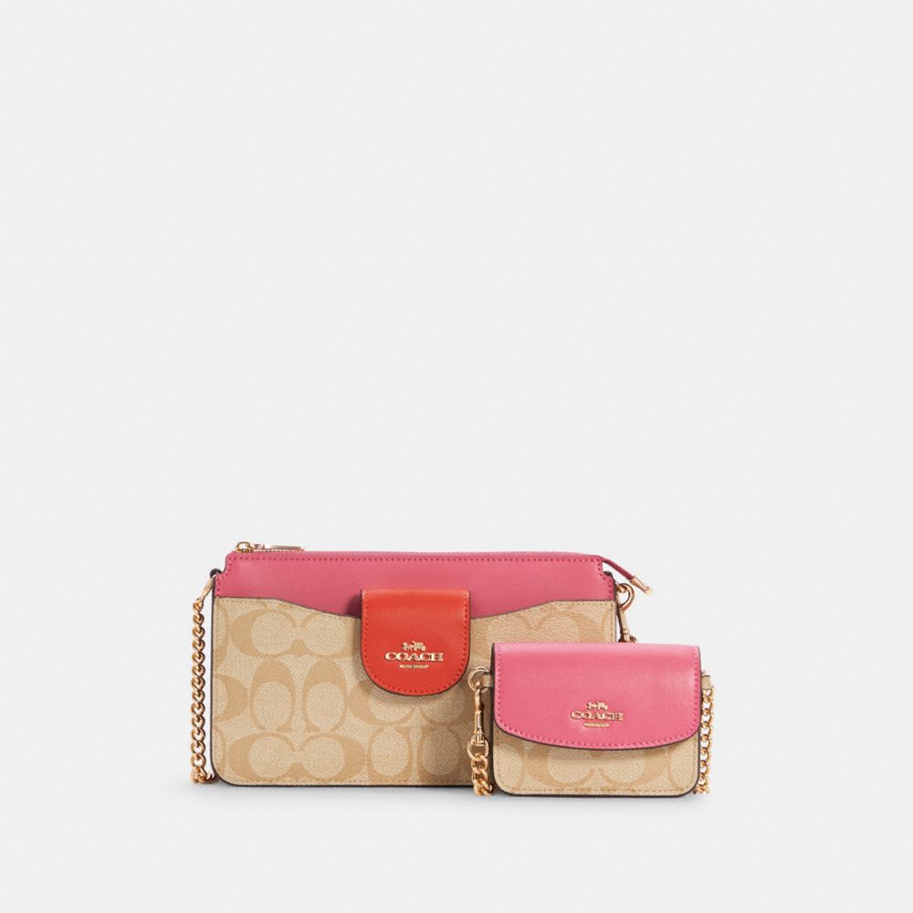 COACH®,Poppy Crossbody With Card Case In Colorblock Signature Canvas,,Front View