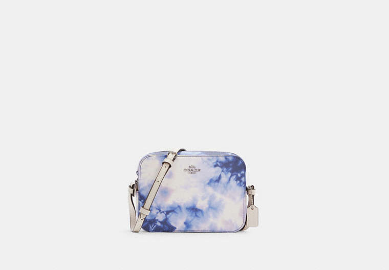 COACH®,MINI CAMERA BAG WITH TIE DYE PRINT,Silver/Purple/Pink Multi,Front View