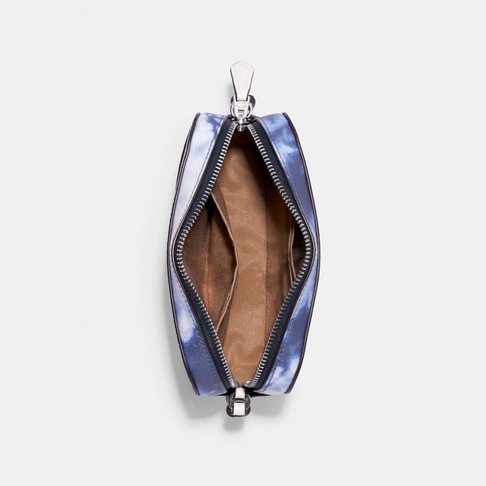 COACH®,MINI CAMERA BAG WITH TIE DYE PRINT,Silver/Purple/Pink Multi,Inside View,Top View