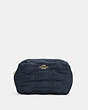 COACH®,SMALL BOXY COSMETIC CASE WITH RUCHING,Nylon,Mini,Gold/Midnight,Front View
