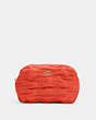 COACH®,SMALL BOXY COSMETIC CASE WITH RUCHING,Nylon,Mini,Gold/Mango,Front View