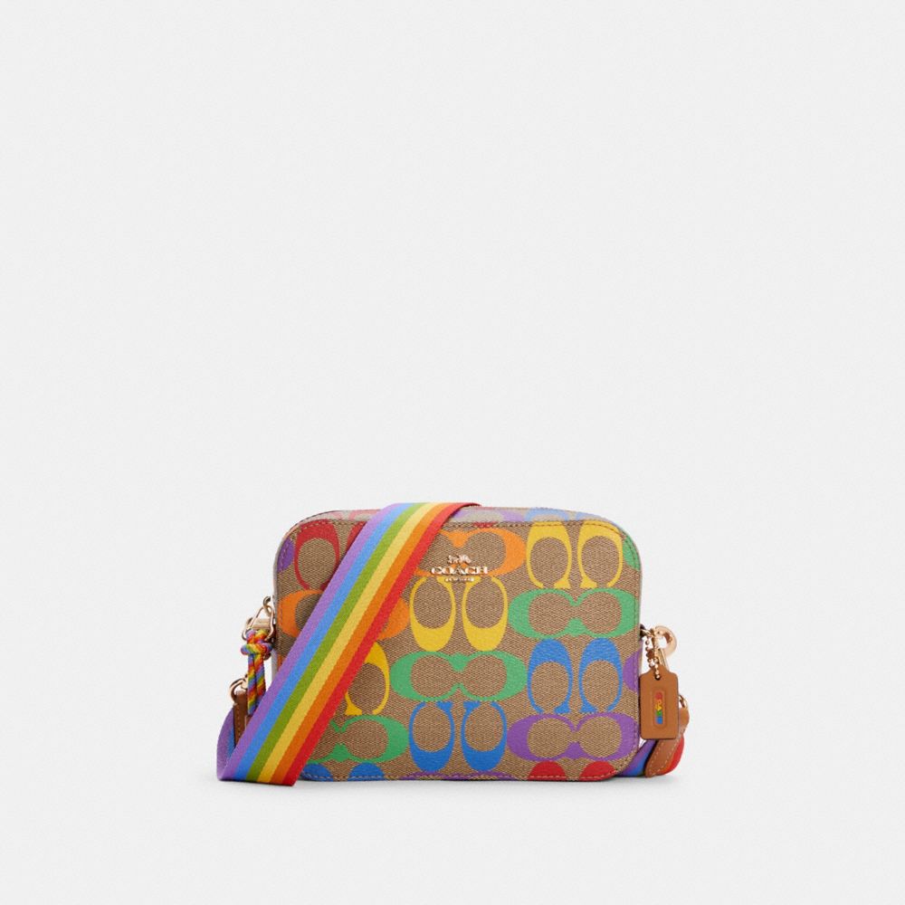 COACH Outlet Mini Camera Bag In Rainbow Signature Canvas