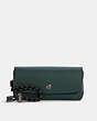 COACH®,SUNGLASS CASE,Pebbled Leather,Mini,Gunmetal/Forest,Front View