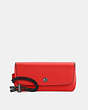 COACH®,SUNGLASS CASE,Pebbled Leather,Mini,Gunmetal/Miami Red,Front View