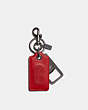 COACH®,BOTTLE OPENER KEY FOB WITH COACH PATCH,Leather,Mini,Gunmetal/Bright Cardinal,Front View