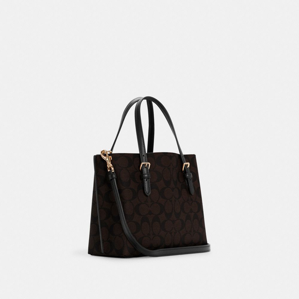 COACH®,MOLLIE TOTE BAG 25 IN SIGNATURE CANVAS,Signature Canvas,Medium,Anniversary,Gold/Brown Black,Angle View