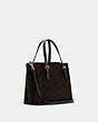 COACH®,MOLLIE TOTE 25 IN SIGNATURE CANVAS,Signature Coated Canvas/Smooth Leather,Medium,Anniversary,Gold/Brown Black,Angle View