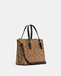 COACH®,MOLLIE TOTE 25 IN SIGNATURE CANVAS,Signature Coated Canvas/Smooth Leather,Medium,Anniversary,Gold/Khaki/Black,Angle View