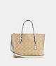 COACH®,MOLLIE TOTE 25 IN SIGNATURE CANVAS,Signature Coated Canvas/Smooth Leather,Medium,Anniversary,Gold/Light Khaki Chalk,Front View