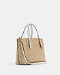 COACH®,MOLLIE TOTE 25 IN SIGNATURE CANVAS,Signature Coated Canvas/Smooth Leather,Medium,Anniversary,Gold/Light Khaki Chalk,Angle View