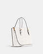COACH®,MOLLIE TOTE BAG 25 IN SIGNATURE CANVAS,Signature Coated Canvas/Smooth Leather,Medium,Anniversary,Gold/Chalk/Glacierwhite,Angle View