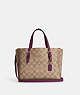 COACH®,MOLLIE TOTE BAG 25 IN SIGNATURE CANVAS,Medium,Anniversary,Gold/Khaki/Deep Berry,Front View