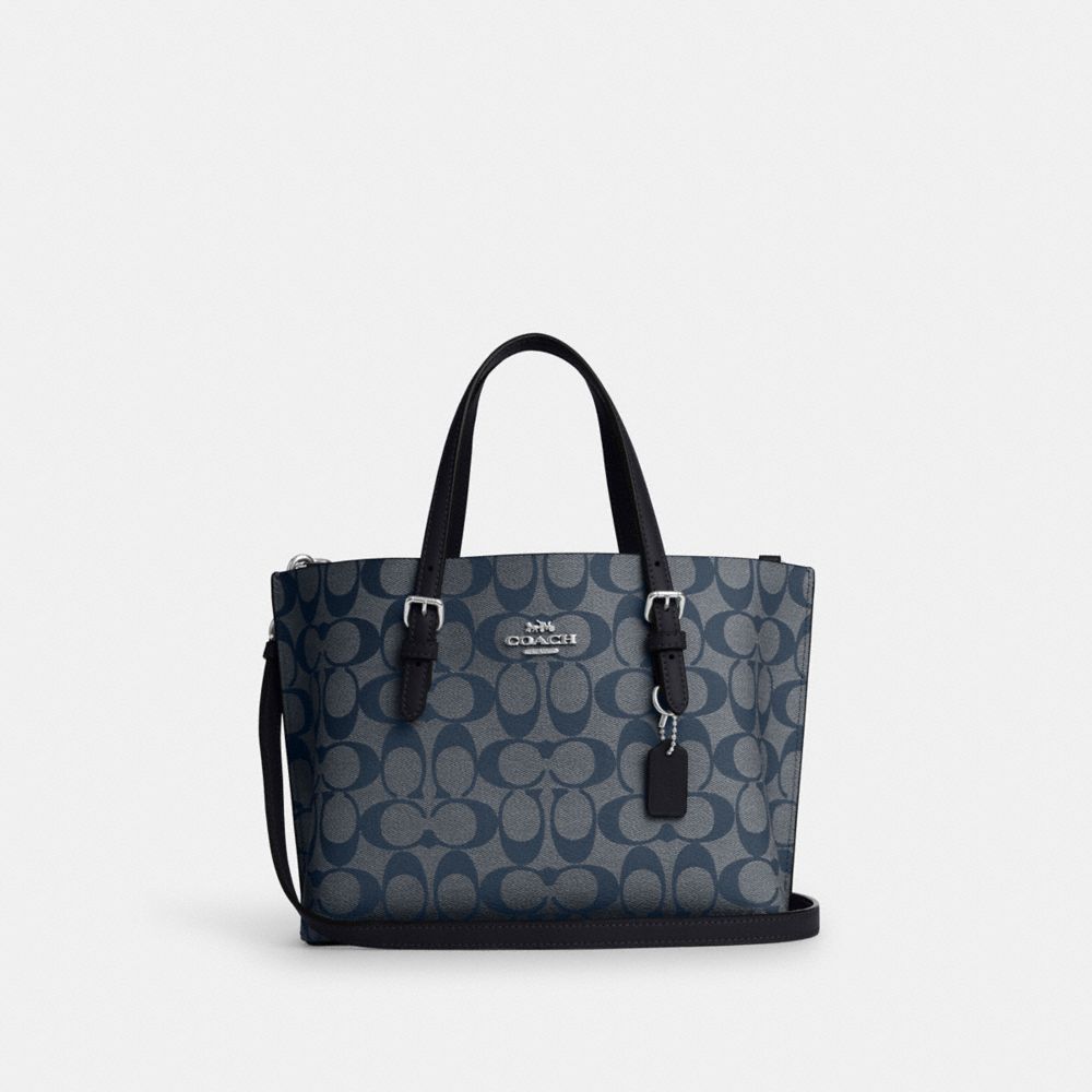 COACH®,MOLLIE TOTE BAG 25 IN SIGNATURE CANVAS,Signature Canvas,Medium,Anniversary,Silver/Denim/Midnight Navy,Front View