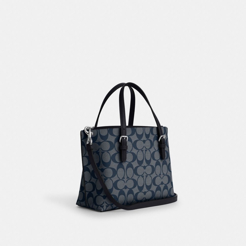 COACH®,MOLLIE TOTE BAG 25 IN SIGNATURE CANVAS,Signature Canvas,Medium,Anniversary,Silver/Denim/Midnight Navy,Angle View