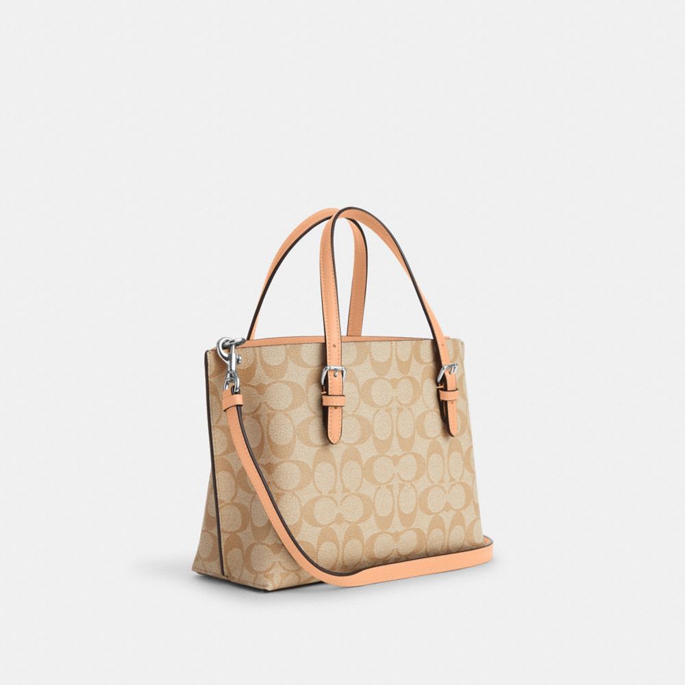 COACH®,MOLLIE TOTE BAG 25 IN SIGNATURE CANVAS,Signature Canvas,Medium,Anniversary,Sv/Light Khaki/Faded Blush,Angle View