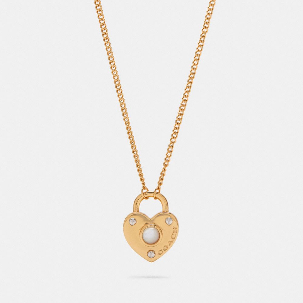 COACH® Outlet | Pearl Heart Padlock Pendant Necklace