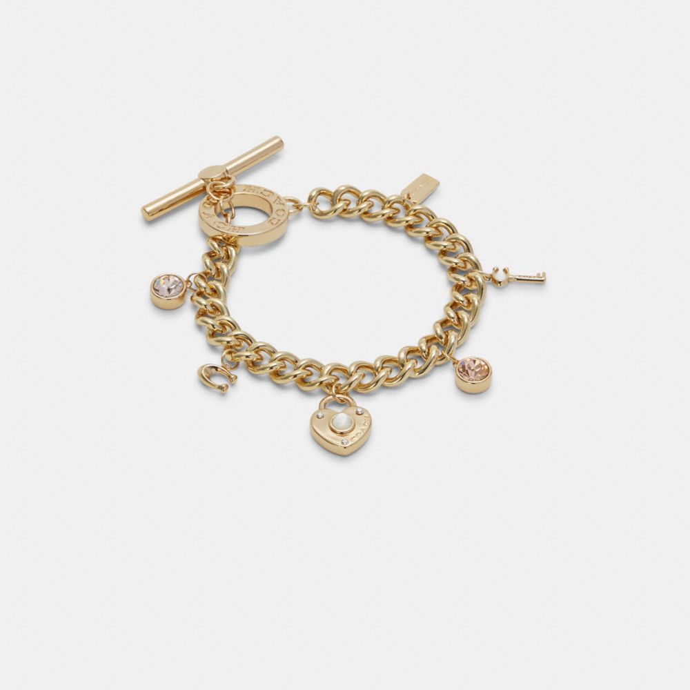 COACH® Outlet | Pearl Heart Padlock Charm Bracelet