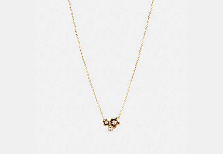 COACH®,WILDFLOWER CLUSTER PENDANT NECKLACE,Metal,Gold,Front View