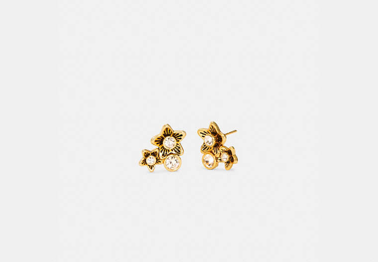 COACH®,WILDFLOWER CLUSTER STUD EARRINGS,Metal,Gold,Front View