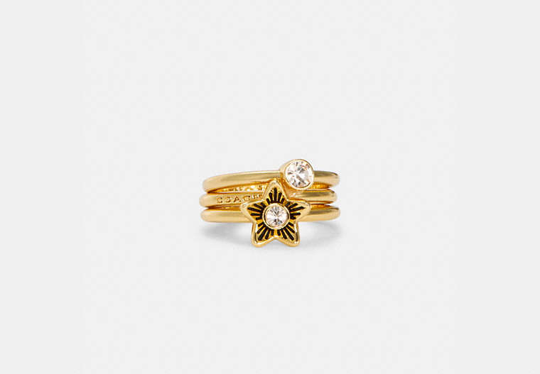 COACH®,WILDFLOWER RING SET,Metal,Gold,Front View